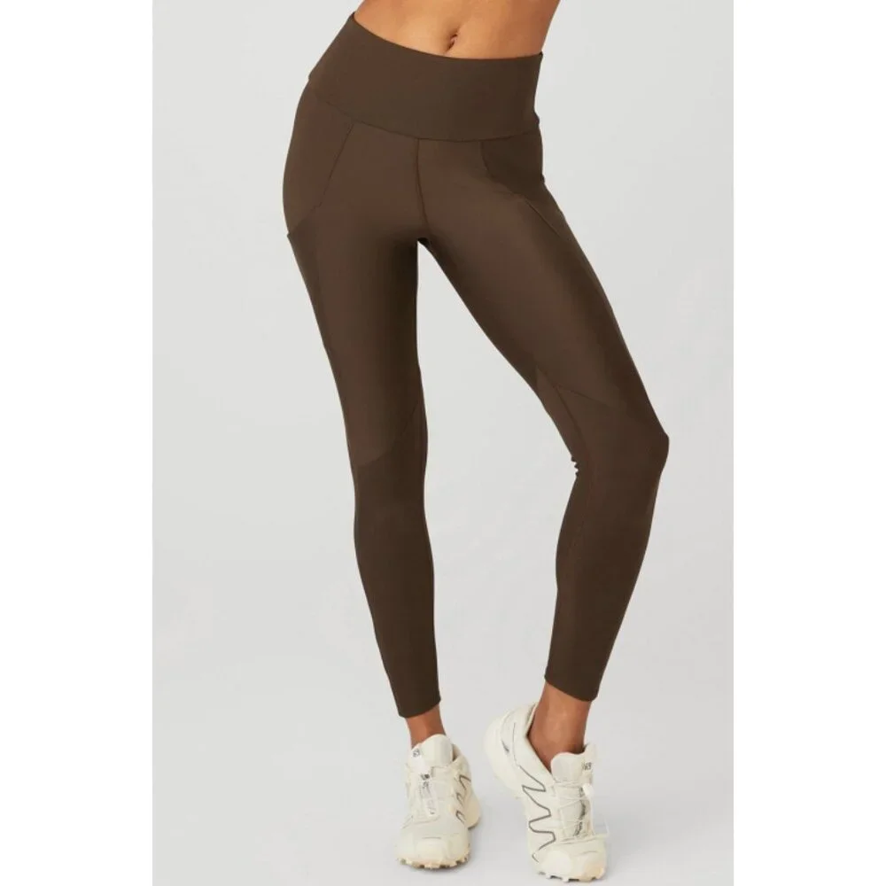 Alo Ribbed Airlift High-Waist 7/8 Enchanted Leggings Espresso Hi-Rise Waisted XS